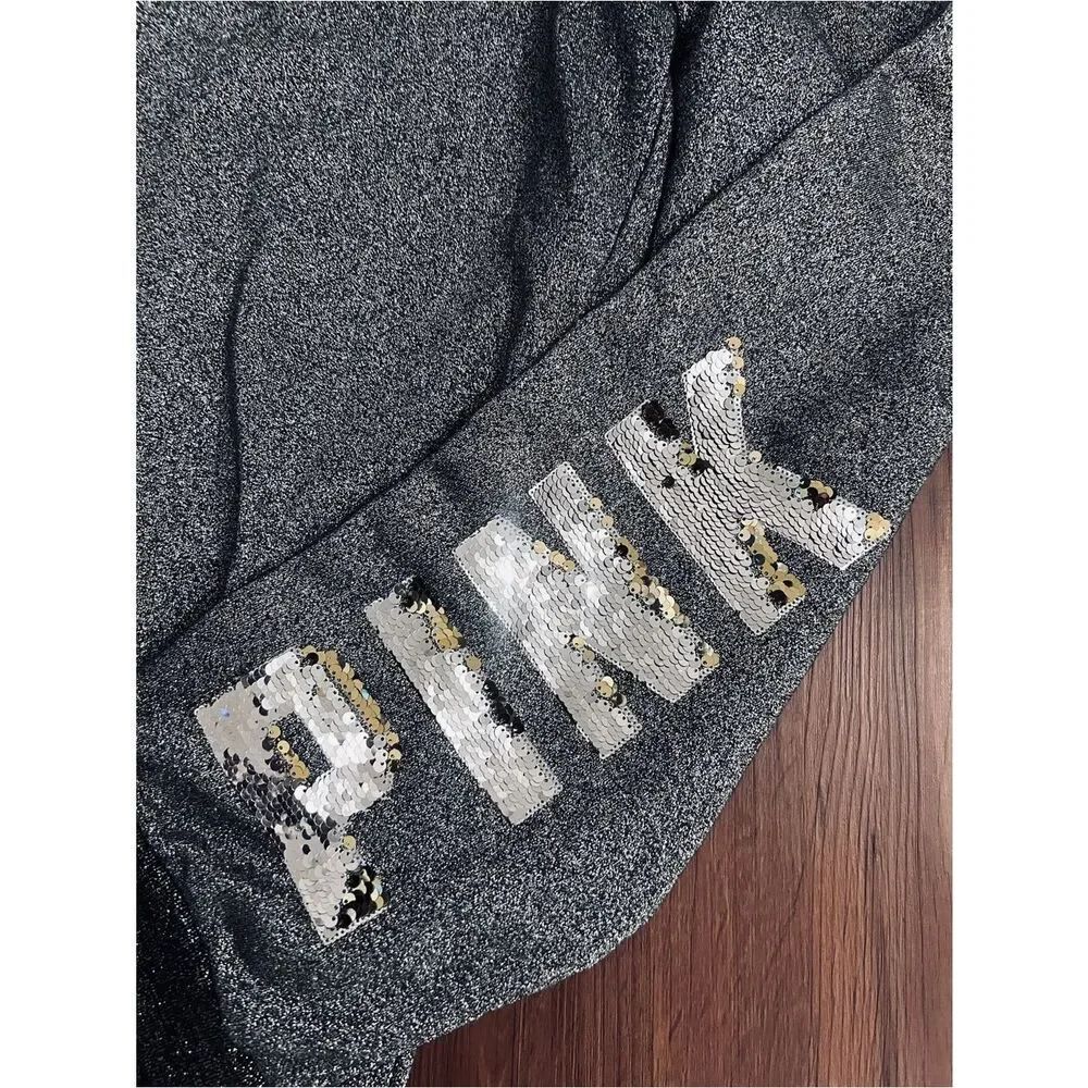 PINK VS SHIMMER GRAY BLING JOGGER PANTS XL - Picture 5 of 7